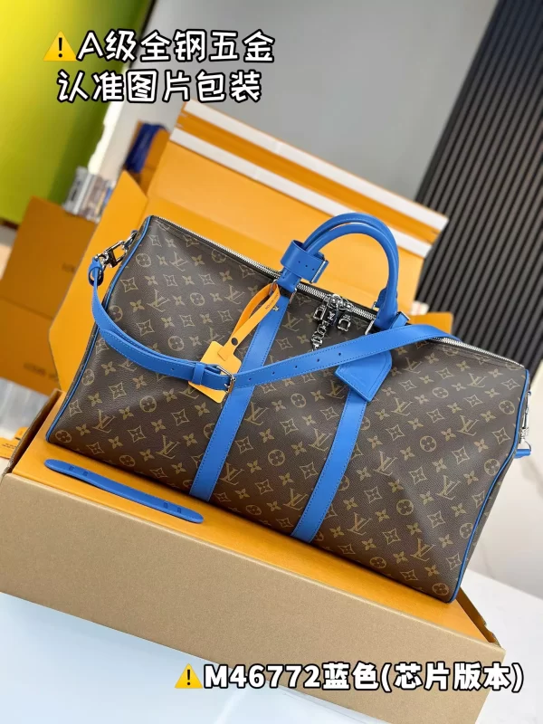 Keepall Bandoulière 50 Blue Monogram Macassar Canvas