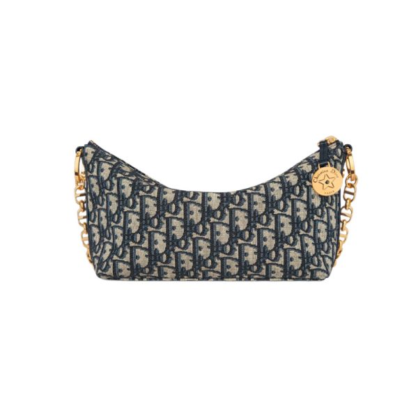 Diorstar Hobo Bag with Chain Blue Dior Oblique Jacquard