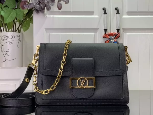 LV Dauphine Soft MM Black Calfskin