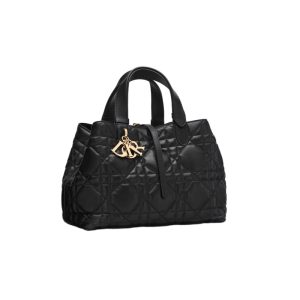 Medium Dior Toujours Bag Black Macrocannage Calfskin