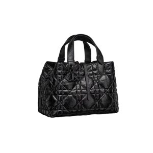 Medium Dior Toujours Bag Black Macrocannage Crinkled Calfskin