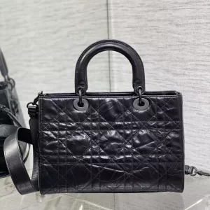 Medium Lady D-Sire My ABCDior Bag Black Macrocannage Crinkled Calfskin