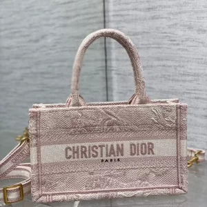 Mini Dior Book Tote Pink Toile de Jouy Reverse Embroidery