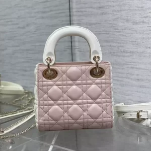 Mini Lady Dior Bag Two-Tone Latte and Powder Pink Cannage Lambskin