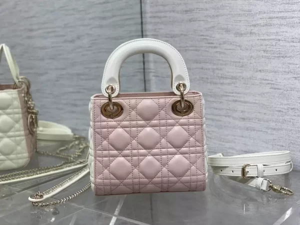 Mini Lady Dior Bag Two-Tone Latte and Powder Pink Cannage Lambskin