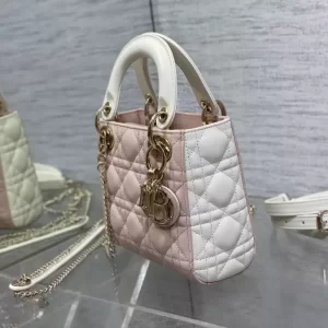 Mini Lady Dior Bag Two-Tone Latte and Powder Pink Cannage Lambskin