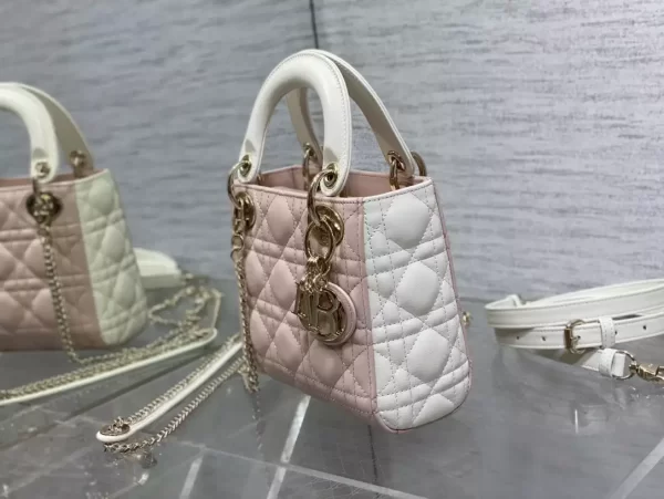 Mini Lady Dior Bag Two-Tone Latte and Powder Pink Cannage Lambskin