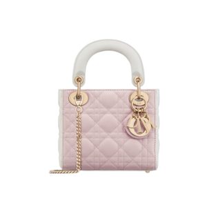 Mini Lady Dior Bag Two-Tone Latte and Powder Pink Cannage Lambskin