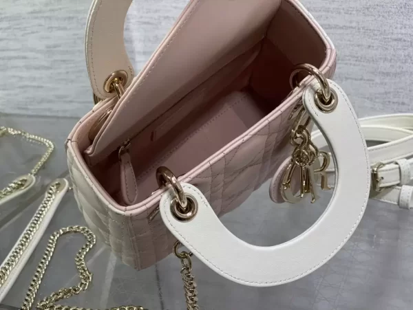 Mini Lady Dior Bag Two-Tone Latte and Powder Pink Cannage Lambskin