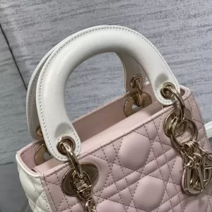 Mini Lady Dior Bag Two-Tone Latte and Powder Pink Cannage Lambskin