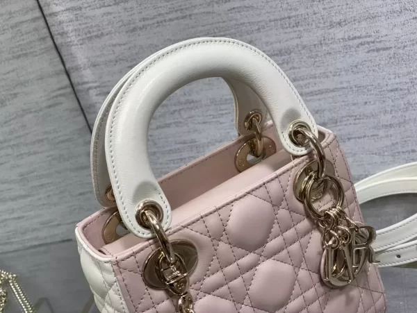 Mini Lady Dior Bag Two-Tone Latte and Powder Pink Cannage Lambskin