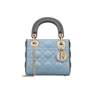 Mini Lady Dior Bag Two-Tone Sky Blue and Steel Gray Cannage Lambskin
