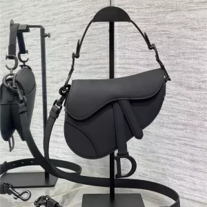 Mini Saddle Bag with Strap Black Ultramatte Calfskin