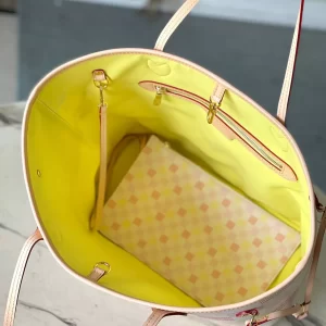 Neverfull MM Peach Damier Giant Canvas Tote Bag