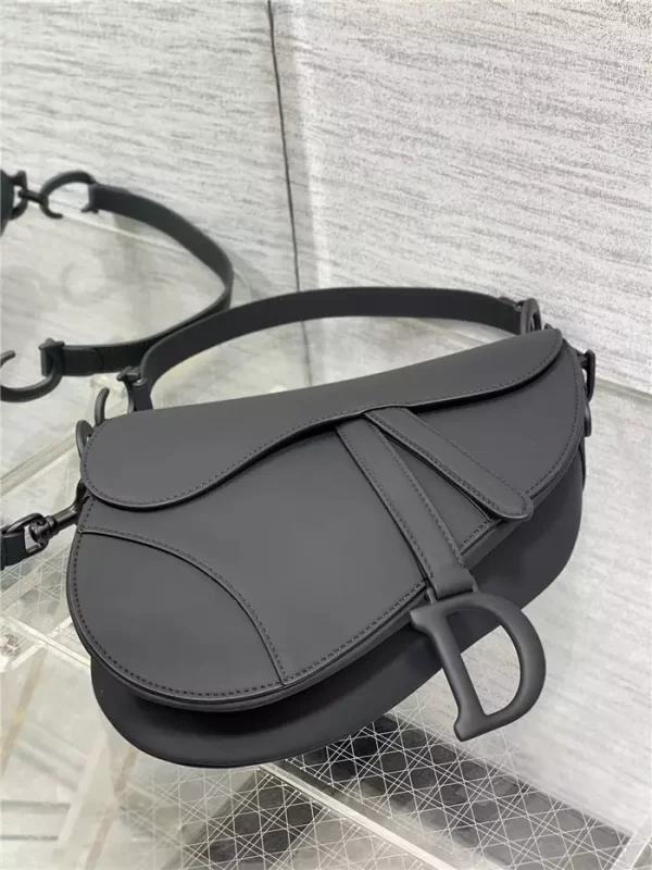 Saddle Bag with Strap Black Ultramatte Calfskin