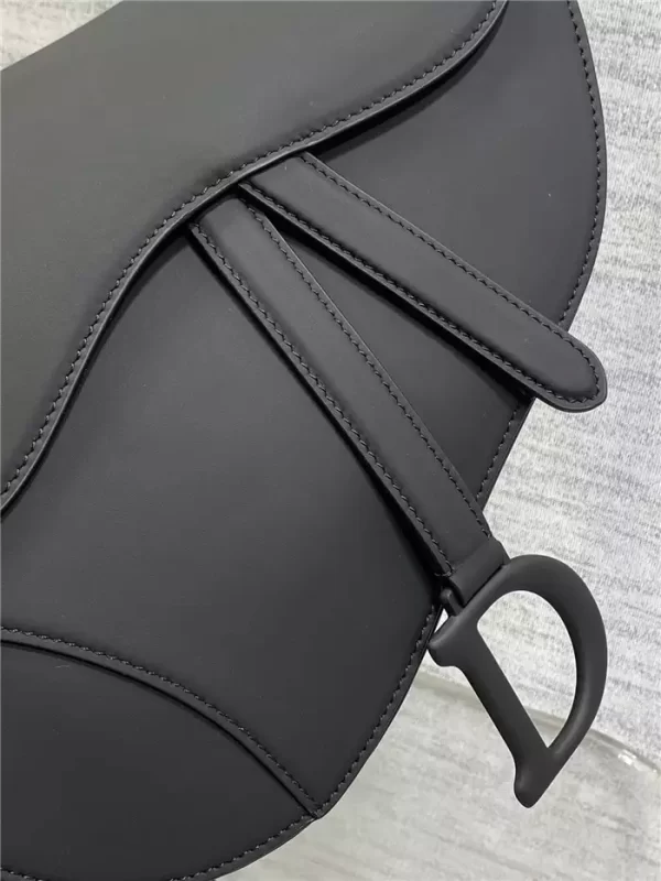 Saddle Bag with Strap Black Ultramatte Calfskin