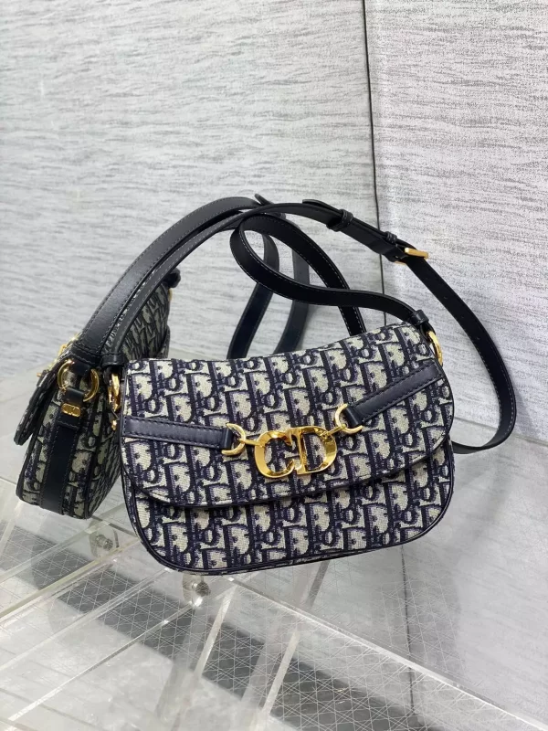 Small CD Besace Bag Blue Dior Oblique Jacquard