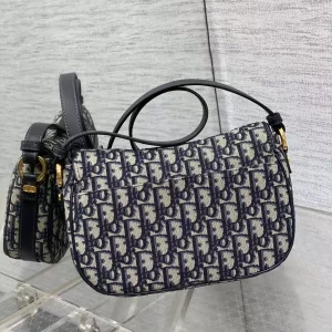 Small CD Besace Bag Blue Dior Oblique Jacquard