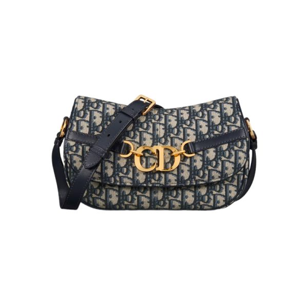 Small CD Besace Bag Blue Dior Oblique Jacquard