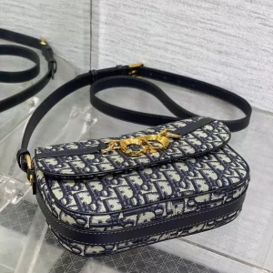 Small CD Besace Bag Blue Dior Oblique Jacquard