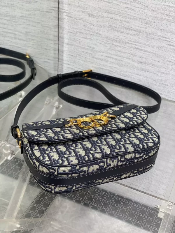 Small CD Besace Bag Blue Dior Oblique Jacquard