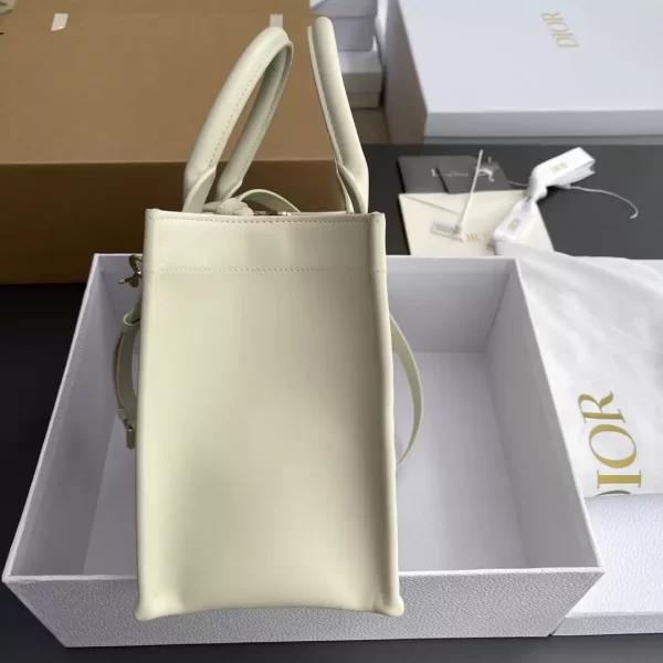 Small Dior Book Tote Latte Macrocannage Calfskin