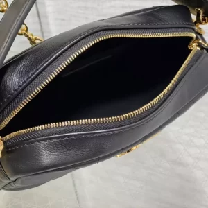 Small Dior Caro Top Handle Camera Bag Black Macrocannage Calfskin