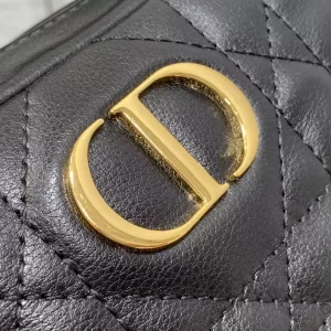 Small Dior Caro Top Handle Camera Bag Black Macrocannage Calfskin