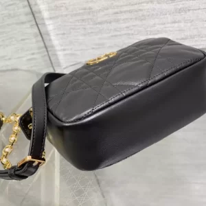 Small Dior Caro Top Handle Camera Bag Black Macrocannage Calfskin