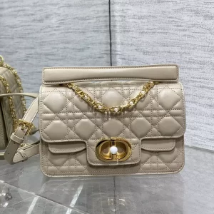 Small Dior Jolie Top Handle Bag Powder Beige Cannage Calfskin