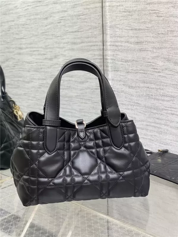 Small Dior Toujours Bag Black Macrocannage Calfskin