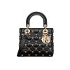 Small Lady Dior Bag Black Cannage Lambskin with Gold-Finish Butterfly Studs