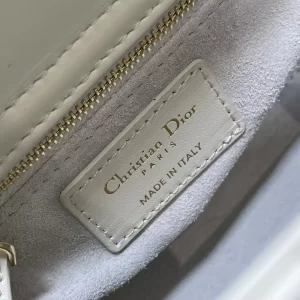 Small Lady Dior Bag White Cannage Lambskin with Gold-Finish Butterfly Studs