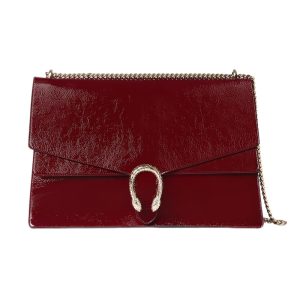 Dionysus Large Shoulder Bag in Rosso Ancora Patent Leather