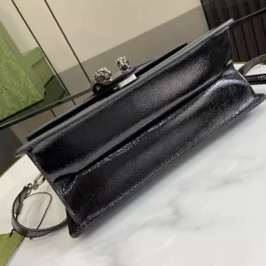 Dionysus Medium Top Handle Bag in Black Patent Leather