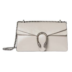 Dionysus Small Shoulder Bag in Light Grey Patent Leather