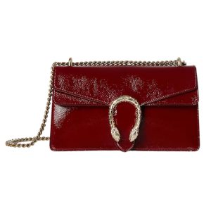 Dionysus Small Shoulder Bag in Rosso Ancora Patent Leather