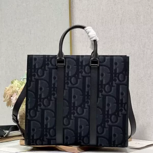 East-West Tote Bag Black Maxi Dior Oblique Jacquard