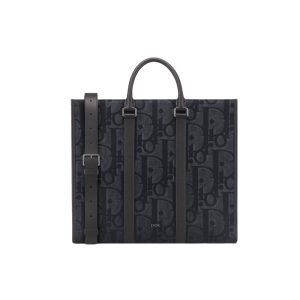 East-West Tote Bag Black Maxi Dior Oblique Jacquard