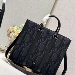 East-West Tote Bag Black Maxi Dior Oblique Jacquard