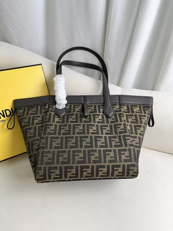 Fendi Origami Medium Brown FF Jacquard Fabric Bag