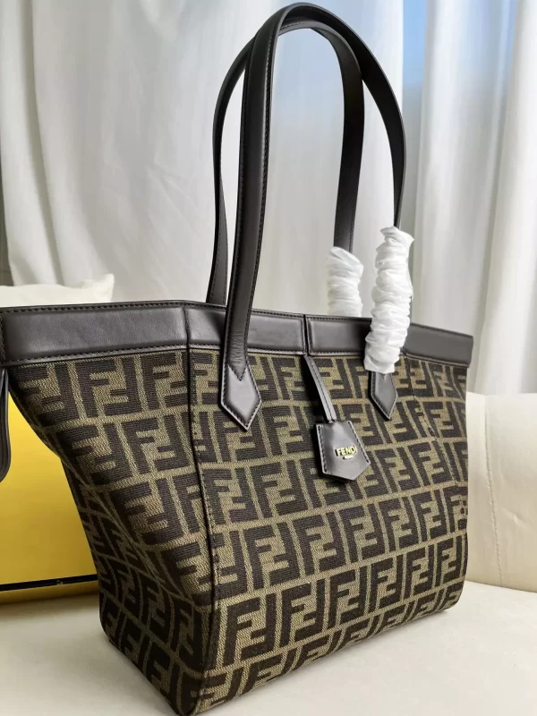 Fendi Origami Medium Brown FF Jacquard Fabric Bag