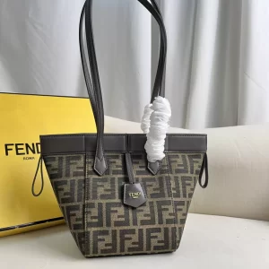 Fendi Origami Mini Brown FF Jacquard Fabric Bag