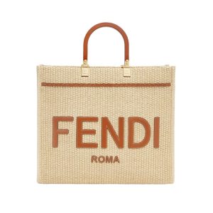 Fendi Sunshine Medium Shopper in Natural Straw