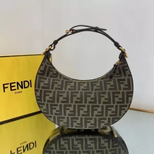 Fendigraphy Small Brown FF Jacquard Fabric Bag