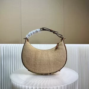 Fendigraphy Small Natural Straw Bag