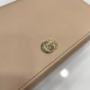 GG Marmont Chain Wallet in Light Beige Leather