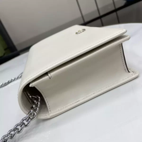 GG Marmont Chain Wallet in Light Grey Leather