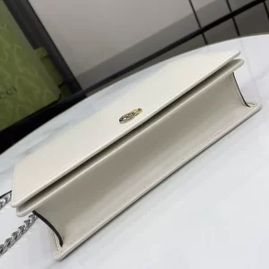 GG Marmont Chain Wallet in Light Grey Leather