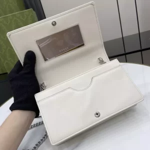 GG Marmont Chain Wallet in Light Grey Leather